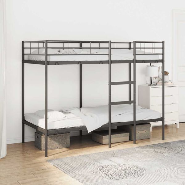 vidaXL Bunk Bed without Mattress Black 90x200 cm Steel