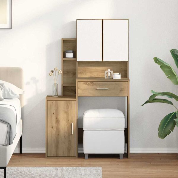 vidaXL Dressing Table Artisan Oak 80 x 35 x 132 cm Engineered Wood