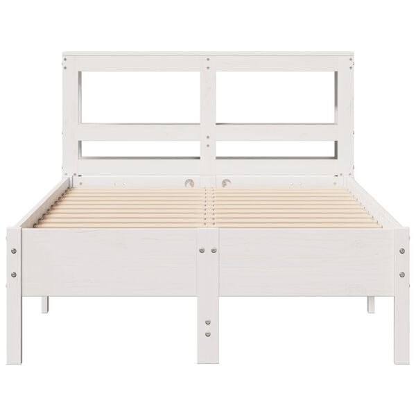 vidaXL Bed Frame without Mattress White 75x190 cm Small Single Solid Wood Pine