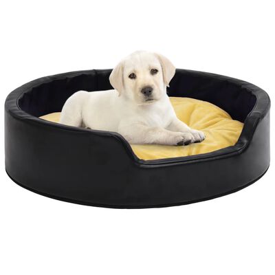vidaXL Dog Bed Black and Yellow 99x89x21 cm Plush and Faux Leather