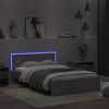 vidaXL Bed Frame with Headboard and LED Concrete Grey 120x190 cm Small Double
