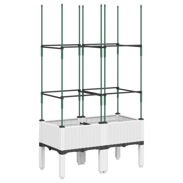 vidaXL Garden Planter with Trellis White 80x40x142.5 cm PP