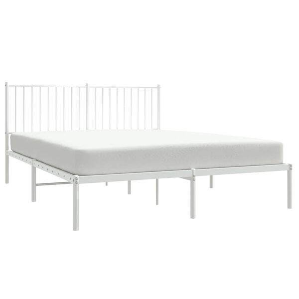 vidaXL Metal Bed Frame without Mattress with Headboard White 160x200cm