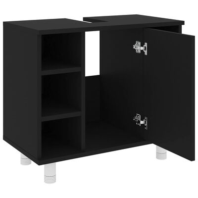 vidaXL Bathroom Cabinet Black 60x32x53.5 cm Engineered Wood