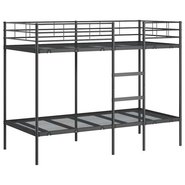 vidaXL Bunk Bed without Mattress Black 90x190 cm Single Steel