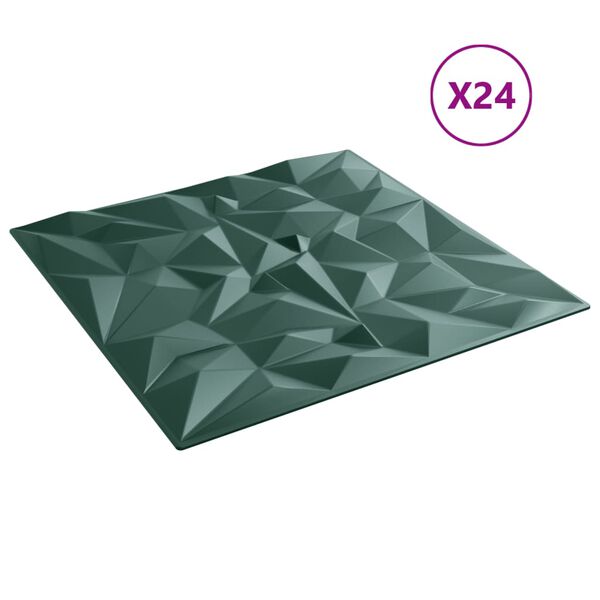 vidaXL Wall Panels 24 pcs Green 50x50 cm XPS 6 m² Amethyst