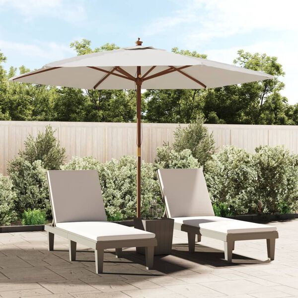 vidaXL Garden Parasol with Wooden Pole Sand 299x240 cm