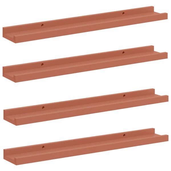 vidaXL Wall Shelf with Shelf 4 pcs Red 60 x 9 x 3 cm Engineered Wood