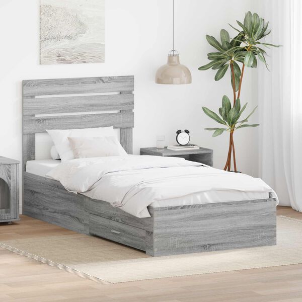 vidaXL Bed Frame with Drawer with Headboard Manual Engineered Wood