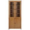 vidaXL Bookcase with 4 Doors 90x35x200 cm Solid Oak Wood and Glass