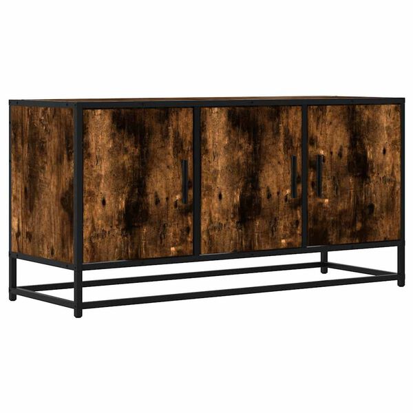 vidaXL TV Cabinet Smoked Oak 100x35x50 cm Engineered Wood and Metal