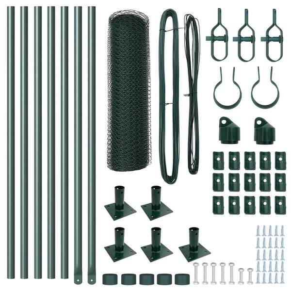 vidaXL Fence Post Green 10 x 0.5 m (25 mm mesh) Steel and PVC