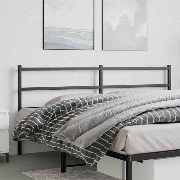 vidaXL Metal Replace Headboard Black 200 cm