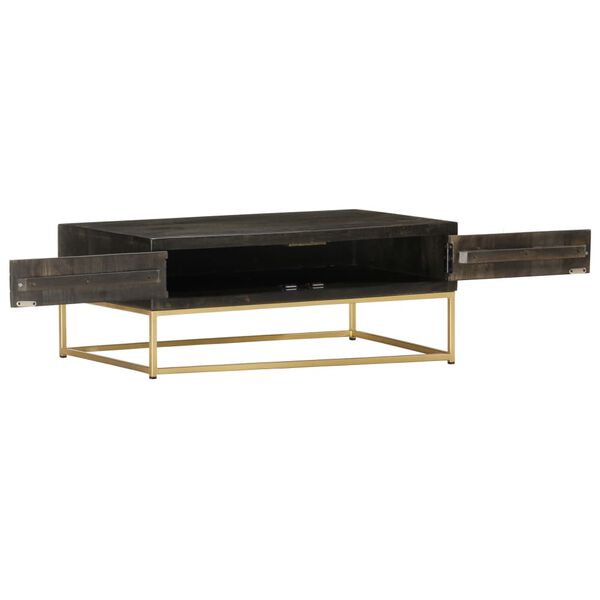 vidaXL Coffee Table Black and Gold 90x50x35 cm Solid Mango Wood