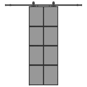 vidaXL Sliding Door with Hardware Set Black 76x205 cm Tempered Glass