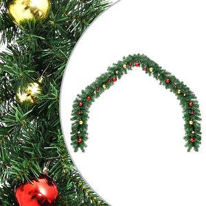 vidaXL Christmas Garland | Green, Gold, Red | PVC | 5 meters | Decorative Inlays