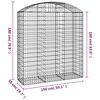 vidaXL Arched Gabion Basket 150x50x160/180 cm Galvanised Iron