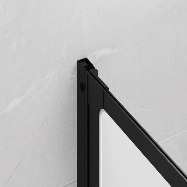 vidaXL Shower Screen Folding Black 120 x 2 x 117 cm Aluminium and PP