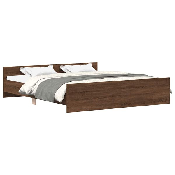 vidaXL Bed Frame without Mattress Brown Oak 180x200 cm Super King