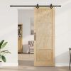 vidaXL Sliding Door Natural and Black 83 x 232 cm Solid Pine Wood