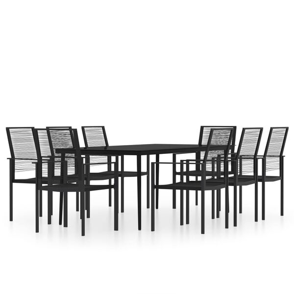 vidaXL 9 Piece Garden Dining Set Black