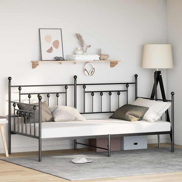 vidaXL Daybed Frame with Headboard Black 107 x 203 cm Steel