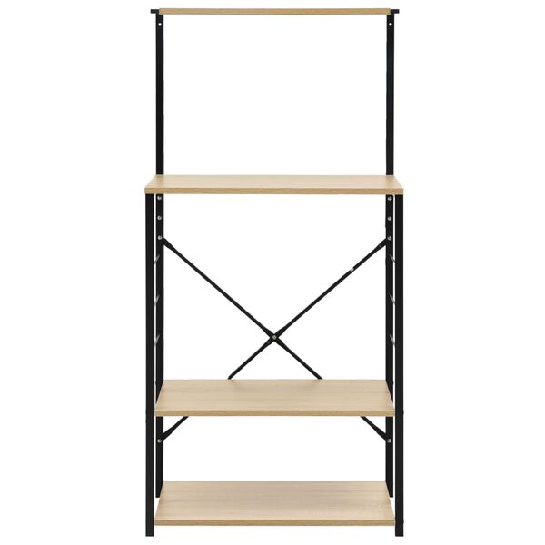 vidaXL Microwave Cabinet Black and Oak 60x39.6x123 cm Engineered Wood