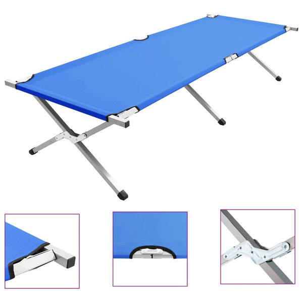 vidaXL Camping Bed 210x80x48 cm XXL Blue