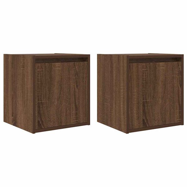 vidaXL Wall-Mounted Bedside Cabinets 2 pcs Brown Oak 38x34x40 cm