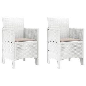 vidaXL Garden Chair 2 pcs White Polypropylene