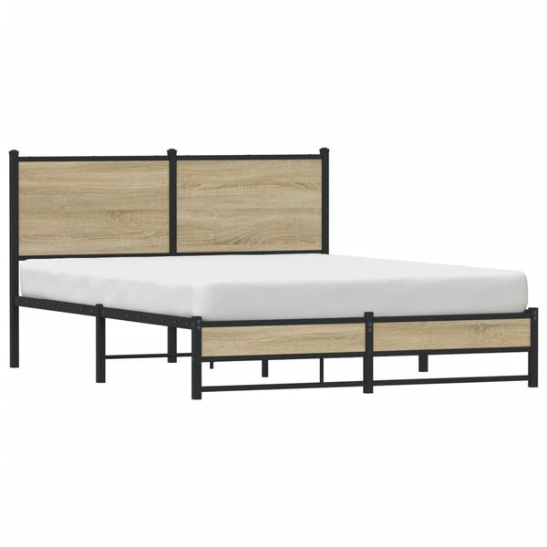 vidaXL Metal Bed Frame without Mattress Sonoma Oak 140x200 cm