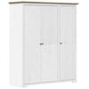 vidaXL Wardrobe BODO White and Brown 151.5x52x176.5cm Solid Wood Pine