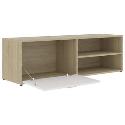 vidaXL TV Cabinet White and Sonoma Oak 120x34x37 cm Chipboard