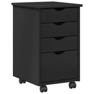 vidaXL Rolling Cabinet Black 34 x 39 x 56 cm Solid Pine Wood