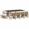 vidaXL 13 Piece Garden Dining Set with Cushions Beige Poly Rattan