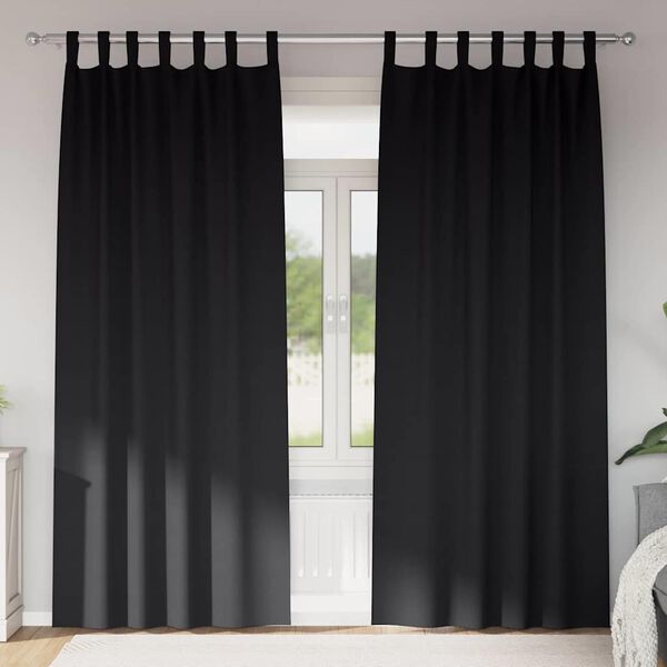 vidaXL Blackout Curtains with Rings 2 pcs Black 260 x 140 cm Polyester