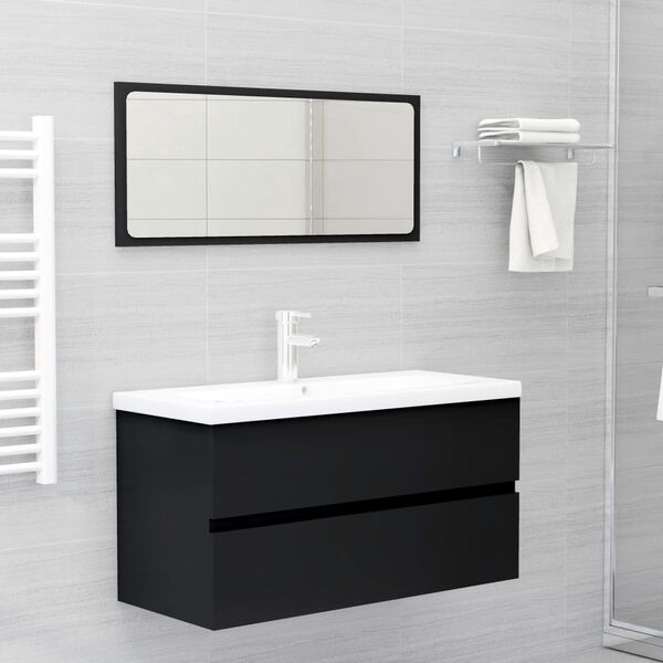vidaXL Bathroom Furniture Set Black Engineered Wood