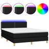 vidaXL Box Spring Bed with Mattress&LED Black 140x200cm Fabric