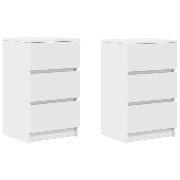vidaXL Bedside Cabinets with 3 Drawers 2 pcs White 39x35x65 cm