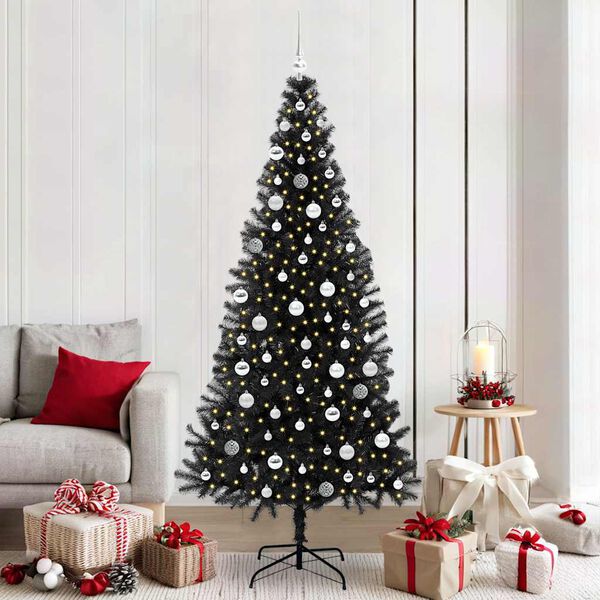 vidaXL Christmas Tree with 300 LEDs with Stand Black 210 cm PVC