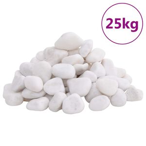 vidaXL Polished Pebbles 25 kg White 2-5 cm