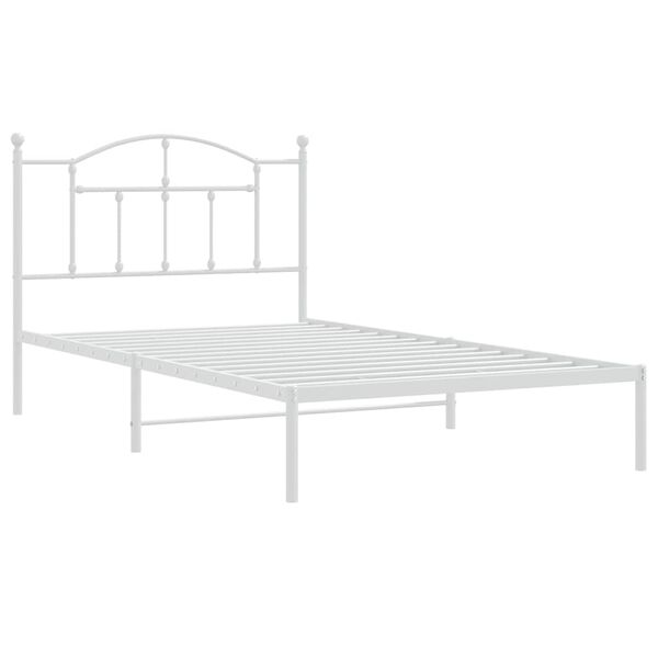 vidaXL Metal Bed Frame without Mattress with Headboard White 100x200cm