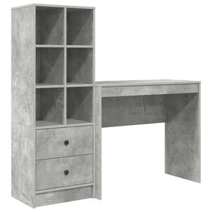 vidaXL Desk with Drawer with Shelf with Storage 2 pcs Concrete Grey