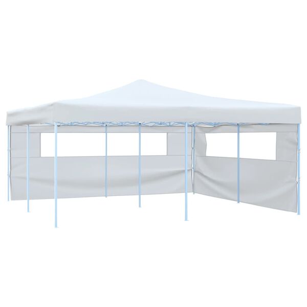 vidaXL Folding Gazebo with 2 Sidewalls 5x5 m White