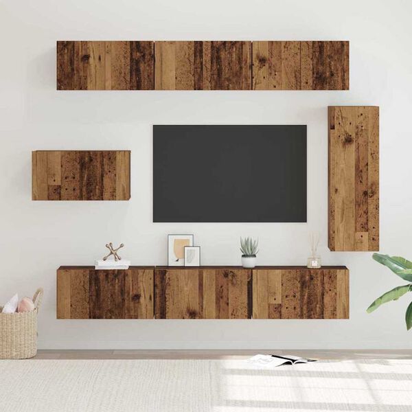 vidaXL TV Cabinet Set Wall-mounted 8 pcs Old Wood Engineered Wood