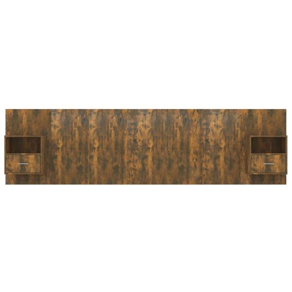 vidaXL Bed Headboard with Cabinets Smoked Oak Engineered Wood