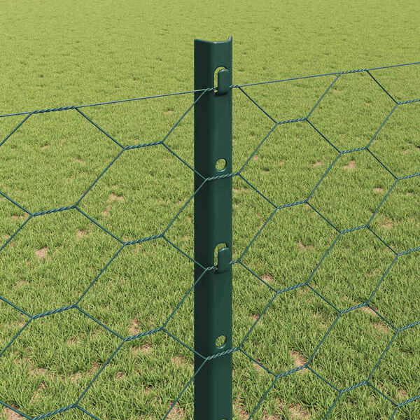 vidaXL Fence with Post Green 1.2 x 25 m Steel