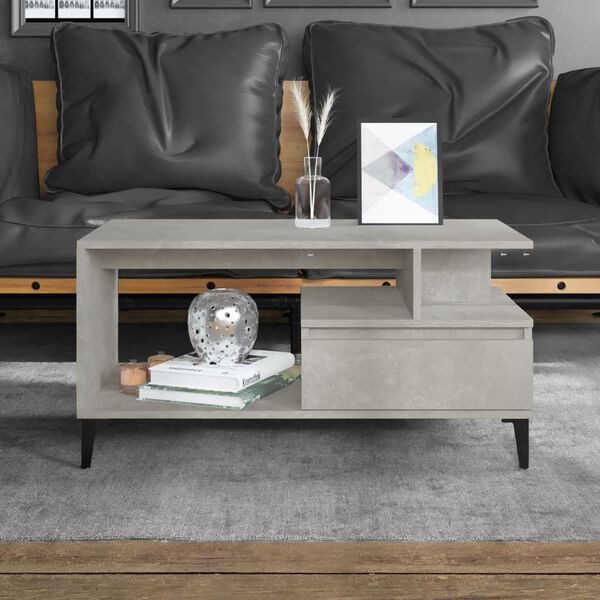 vidaXL Coffee Table Concrete Grey 90x49x45 cm Engineered Wood