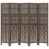 vidaXL Room Divider 5 Panels Dark Brown Solid Wood Paulownia