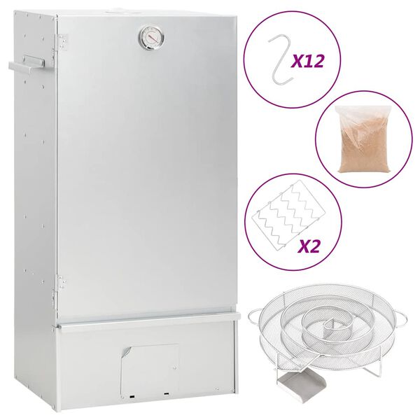 vidaXL BBQ Oven Smoker with Cold Smoke Generator Galvanised Steel